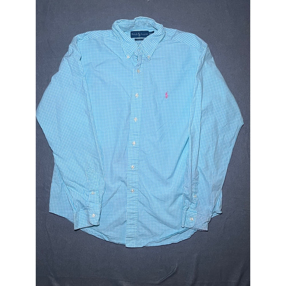Polo Ralph Lauren Mens XL Classic Fit Gingham Button Down Shirt Blue Pink Pony